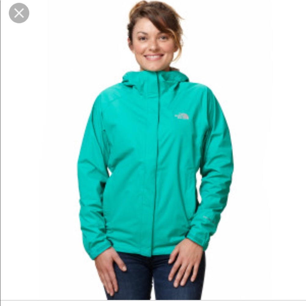Blue north face rain jacket